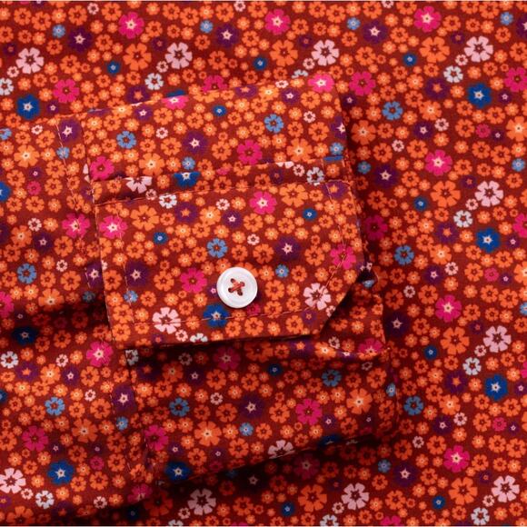 Joe & Bella Magnetic Button-Down Shirt Seth Orange Floral Print Men’s Medium - Picture 4 of 13